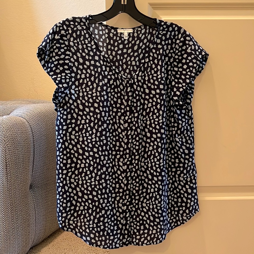Joie Navy Silk Top